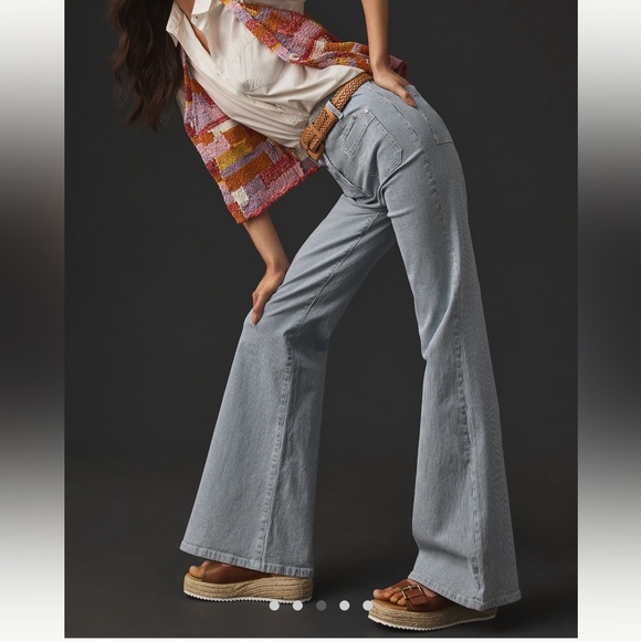 Anthropologie Junie Wide Leg Stripe jeans SZ 31 - Picture 1 of 6